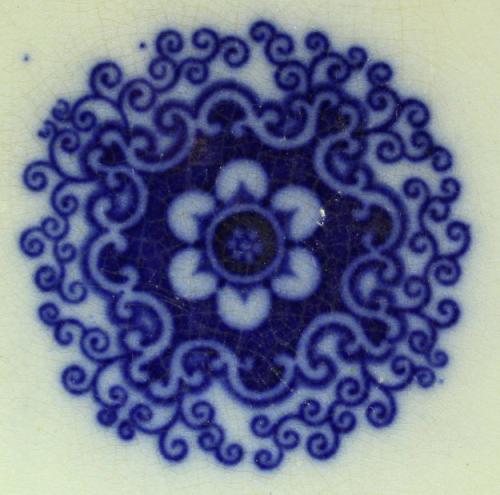 Rörstrand Flytande Blått Floralt motiv 1853 - 1860-tal Nr12 Flat tallrik D25.4